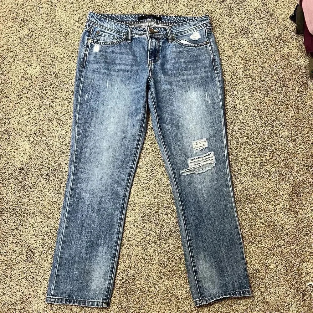 Harper Denim Straight Jeans Womens Size 28 Distressed Mom Boyfriend Modern Chic